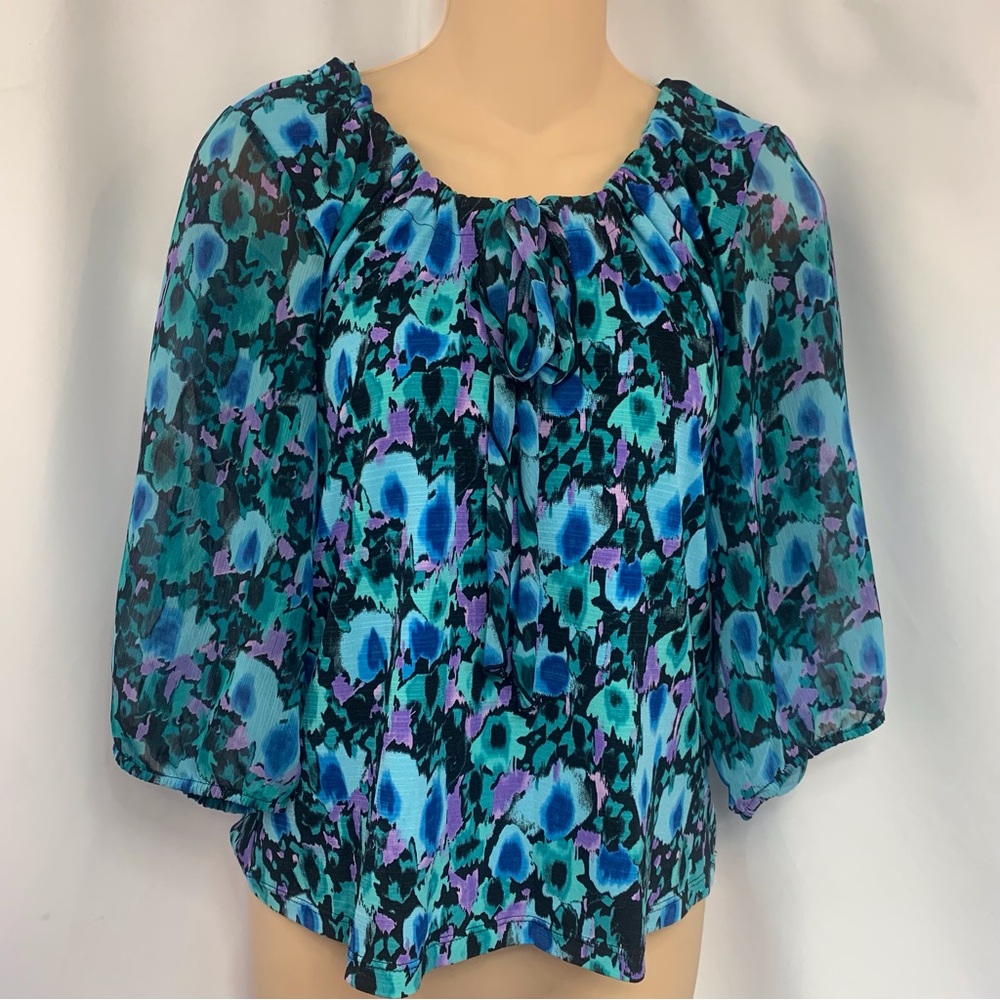 NOTATIONS Semi Sheer Colorful Formal Top Size Small